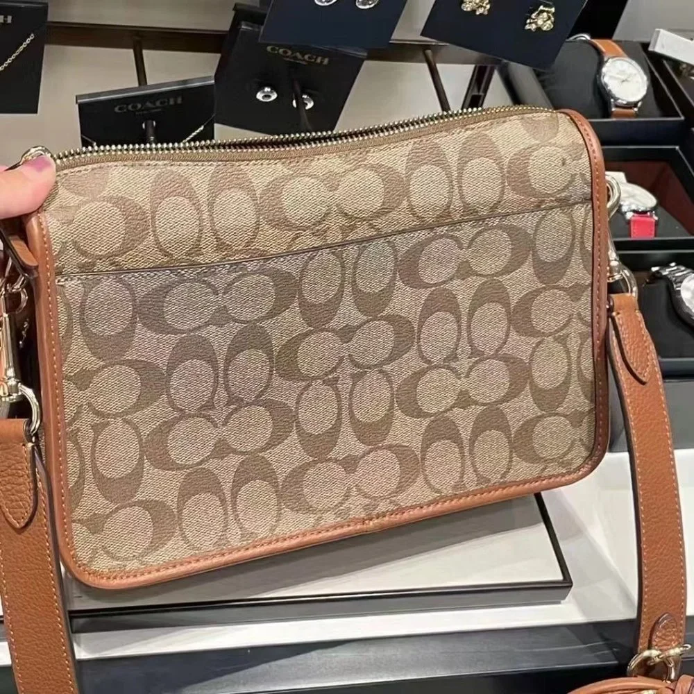 Coach C5675 Pennie Crossbody With Coin Case In Signature Canvas Khaki - Picture 2 of 6